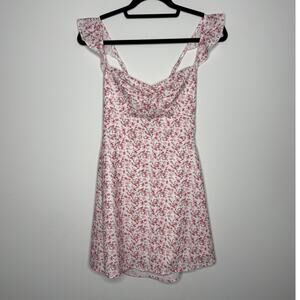 Princess Polly Floral Mini Dress Lace Up Back Coquette Milkmaid US 4